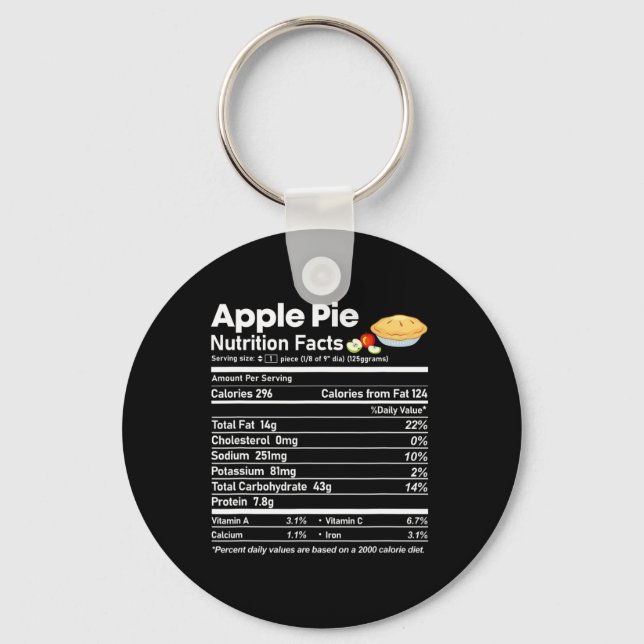 Porte-clés Apple Pie Nutrition Facts Fun Thanksgiving Christa (Recto)