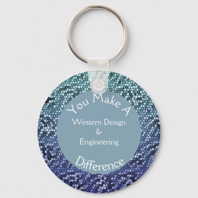 Porte-clés Appréciation de l'employé Mosaïque Carreaux bleu M (Recto)