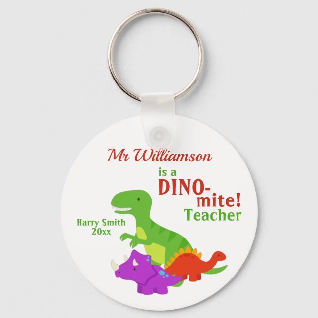 Porte-clés Appréciation de l'enseignant Dino-mite Dinosaure (Recto)