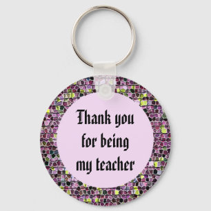Porte-clés Appréciation de l'enseignant Merci mosaïque rose