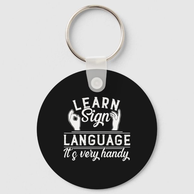 Porte-clés Apprendre Langue des signes ASL Enseignant Sourde  (Recto)