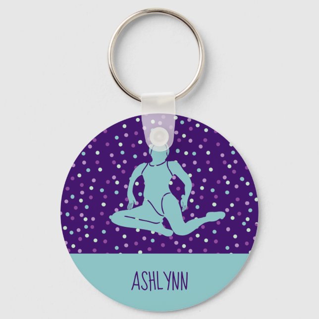 Porte-clés Aqua and Purple Synchronized Swimming Personalized (Recto)