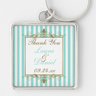Porte-clés Aqua, Blancs Grilles Or Parchemins Mariage Faveur