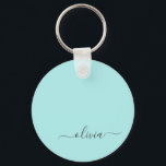 Porte-clés Aqua Blue Turquoise Moderne Script Girl Monogramme<br><div class="desc">Aqua Blue Turquoise Simple Script Monogramme Nom Keychains (Porte - clé). Cela rend le cadeau parfait pour 16 ans,  mariage,  douche nuptiale,  anniversaire,  baby shower ou bachelorette pour quelqu'un qui aime le luxe glam et les styles chic.</div>
