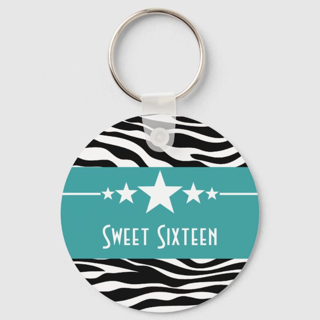 Porte-clés Aqua Stars Zebra Print Sweet 16 Keychain (Recto)