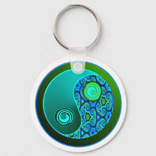 Porte-clés Aqua Swirls Yin Yang