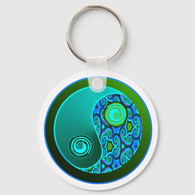 Porte-clés Aqua Swirls Yin Yang (Recto)