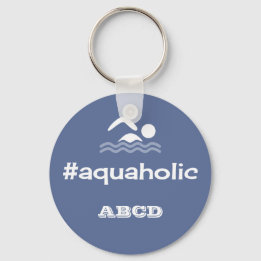 Porte-clés Aquaholic swimming slogan personalized initials