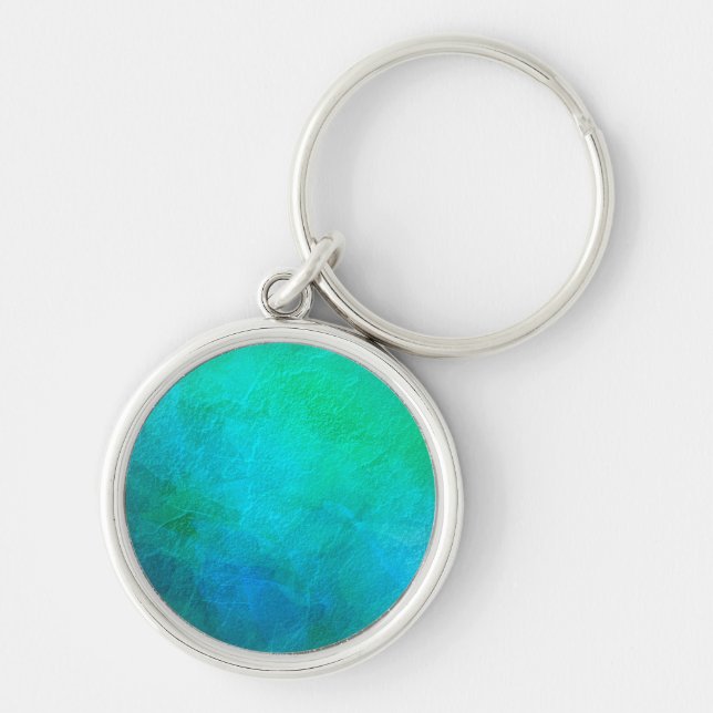 Porte-clés Aquamarine Vert Bleu Glace Art Abstrait (Devant)
