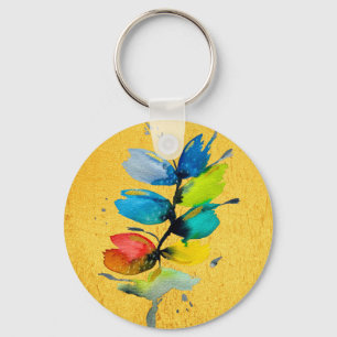 Porte-clés Aquarelle abstraite florale décontractée colorée