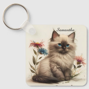 Porte-clés Aquarelle adorable Birman Kitten