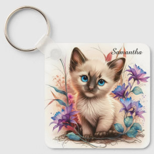 Porte-clés Aquarelle adorable Chaton balinais