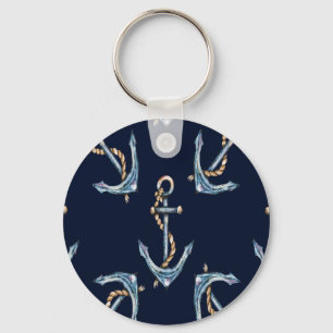 Porte-clés Aquarelle Ancres Bleu Nuit