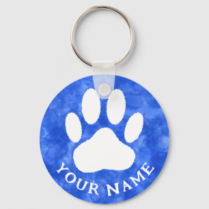Porte-clés Aquarelle blanche Empreinte de patte personnalisé