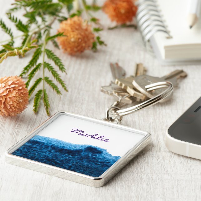 Porte-clés Aquarelle bleu marine (Côté)