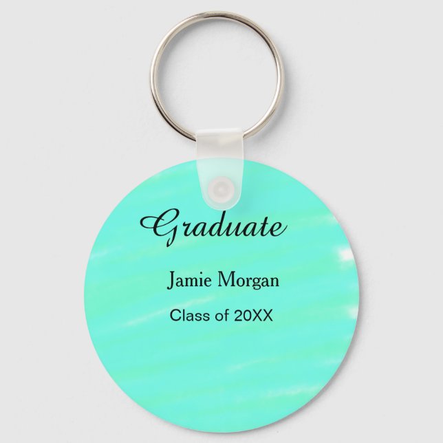 Porte-clés Aquarelle bleu vert diplôme ajouter nom année  (Recto)