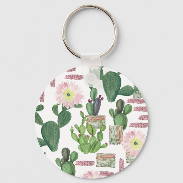 Porte-clés Aquarelle Cactus Motif de peinture transparente (Recto)