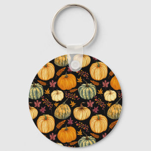 Porte-clés Aquarelle Citrouilles : Automne Motif sans couture