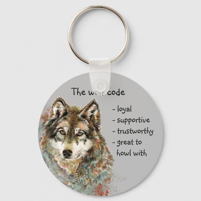 Porte-clés Aquarelle Code Wolf Citation, Wolf Inspirational (Recto)