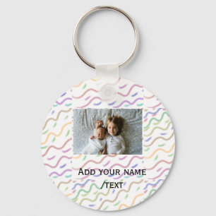 Porte-clés Aquarelle colorée spirale motif ajouter nom photo