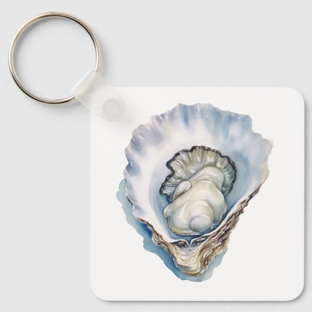 Porte-clés Aquarelle Coquille d'Huître (Recto)