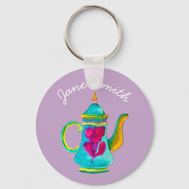Porte-clés Aquarelle couleur turque teapot (Recto)