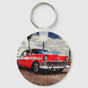 Porte-clés Aquarelle de Chevrolet Bel Air 1956