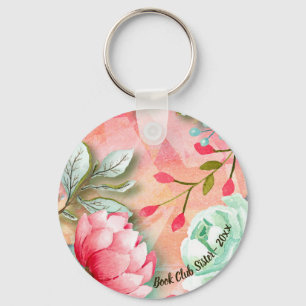 Porte-clés Aquarelle de fleur de jardin de monogramme de club