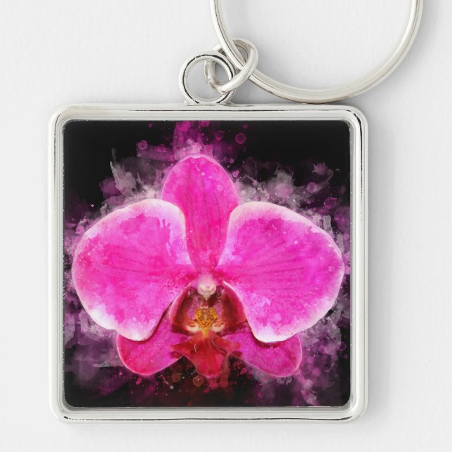 Porte-clés Aquarelle de fleur d'orchidée - rose bb 02 (Devant)