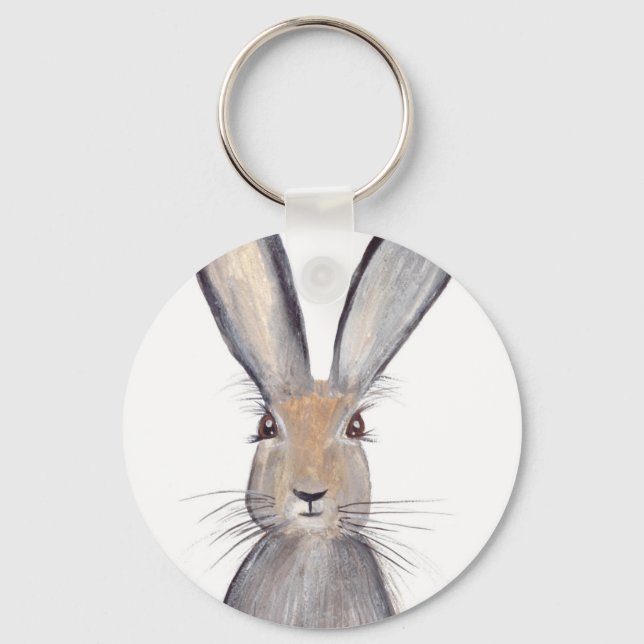 Porte-clés Aquarelle de lapin lièvre (Recto)