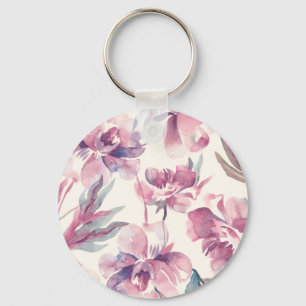 Porte-clés Aquarelle de pivoines : arrière - plan floral tran