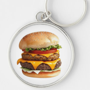Porte-clés Aquarelle Dessin de Cheeseburger