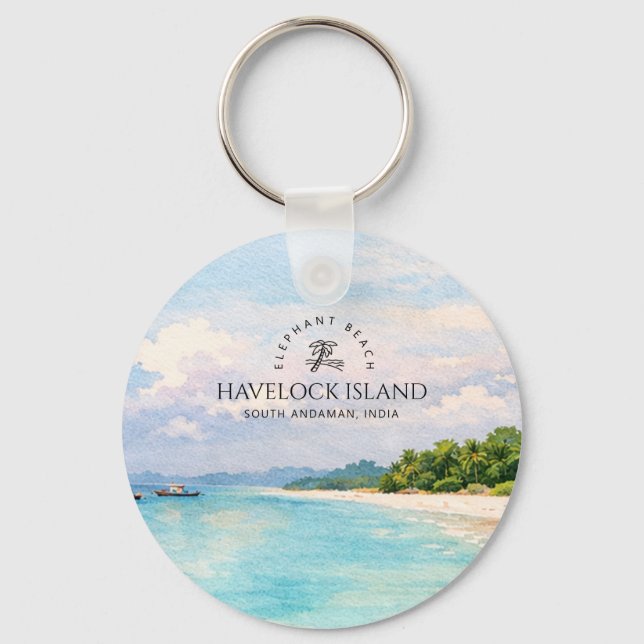 Porte-clés Aquarelle Elephant Beach – Cadeau Souvenir d'Andam (Recto)
