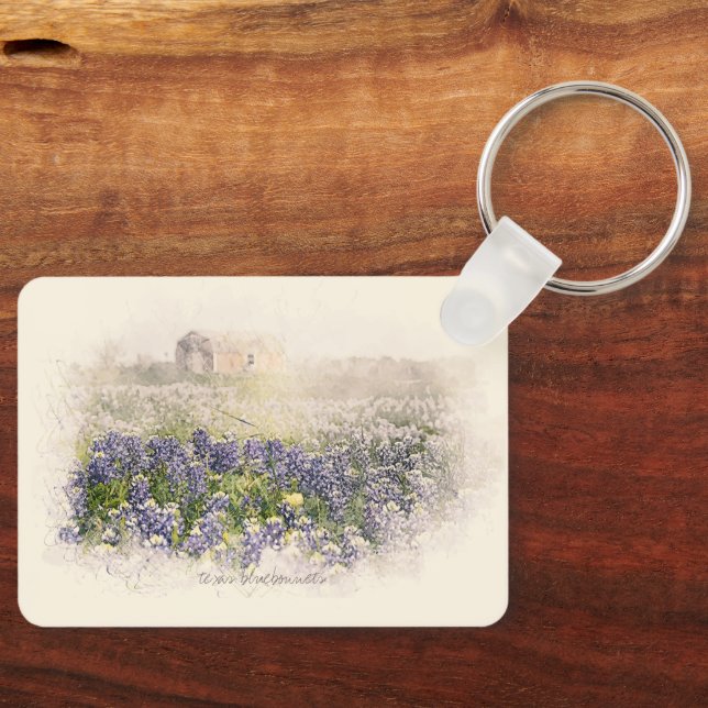 Porte-clés Aquarelle esquissée du champ Bluebonnet (Recto)