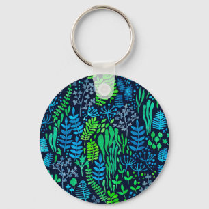 Porte-clés Aquarelle fleurie doodles arrière - plan foncé