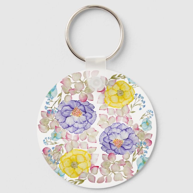 Porte-clés Aquarelle florale motif élégant (Recto)
