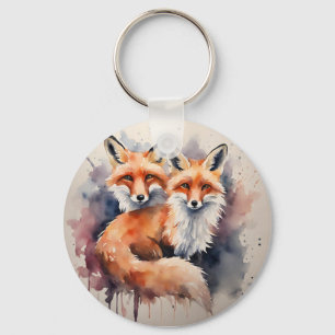 Porte-clés Aquarelle Fox Duo