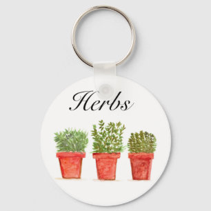 Porte-clés Aquarelle Herbes Thyme Rosemary Oregano Pot Plante