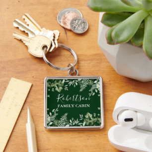 Porte-clés Aquarelle Ivy Ferns Sage Famille Cabine Vert