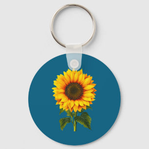 Porte-clés Aquarelle jaune tournesol jardin botanique été
