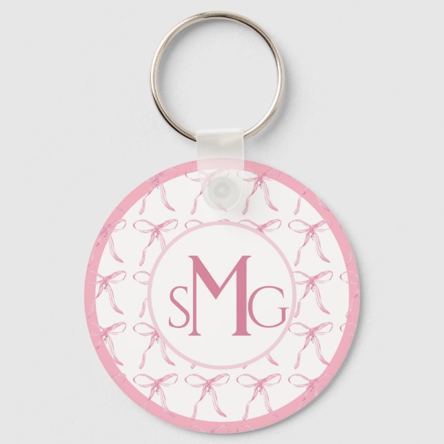 Porte-clés Aquarelle - Lignes roses avec Monogramme (Recto)