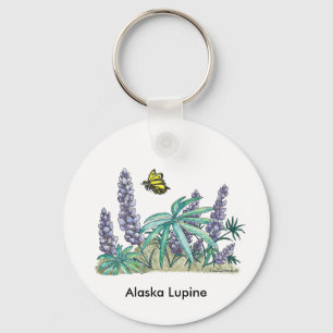 Porte-clés Aquarelle Lupine de l'Alaska