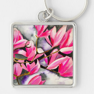 Porte-clés Aquarelle magnolia rose