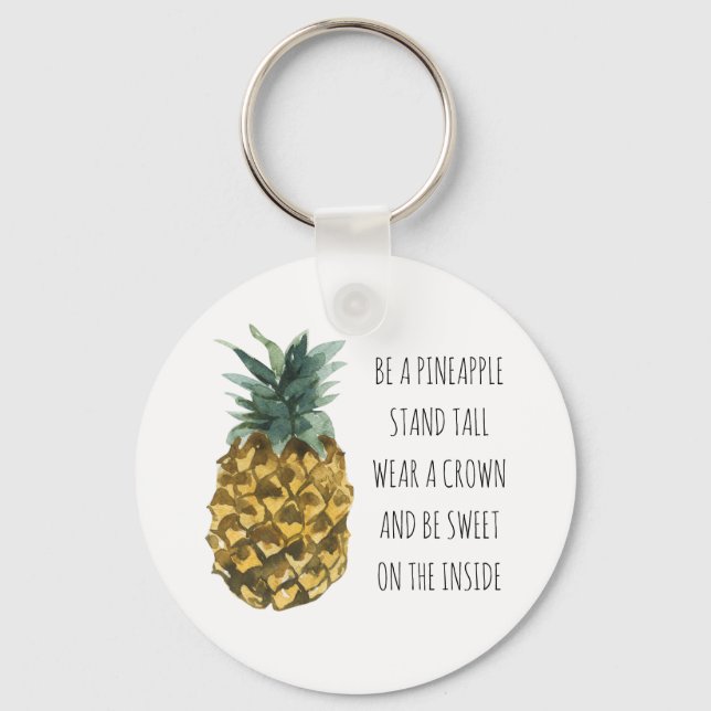 Porte-clés Aquarelle moderne ananas et citation amusante posi (Recto)