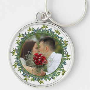 Porte-clés Aquarelle moderne Vert Mariage photo