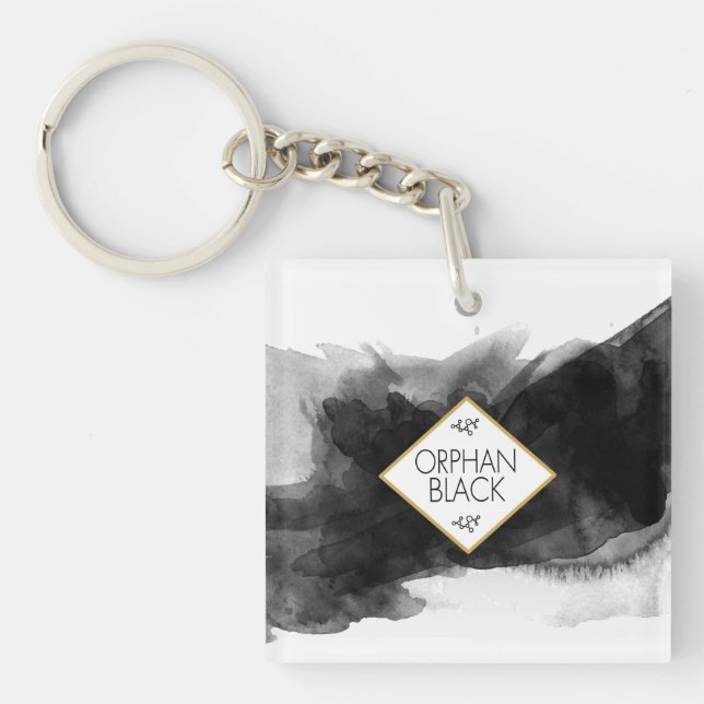 Porte-clés Aquarelle noire noire orpheline (Devant)