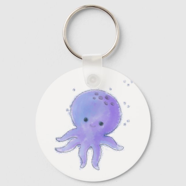 Porte-clés Aquarelle octopique violette claire (Recto)