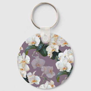 Porte-clés Aquarelle orchidée lavande foncée.