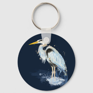 Porte-clés Aquarelle originale Great Blue Heron Bird Custom