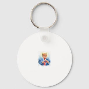 Porte-clés Aquarelle patriotique Trump cœur mains